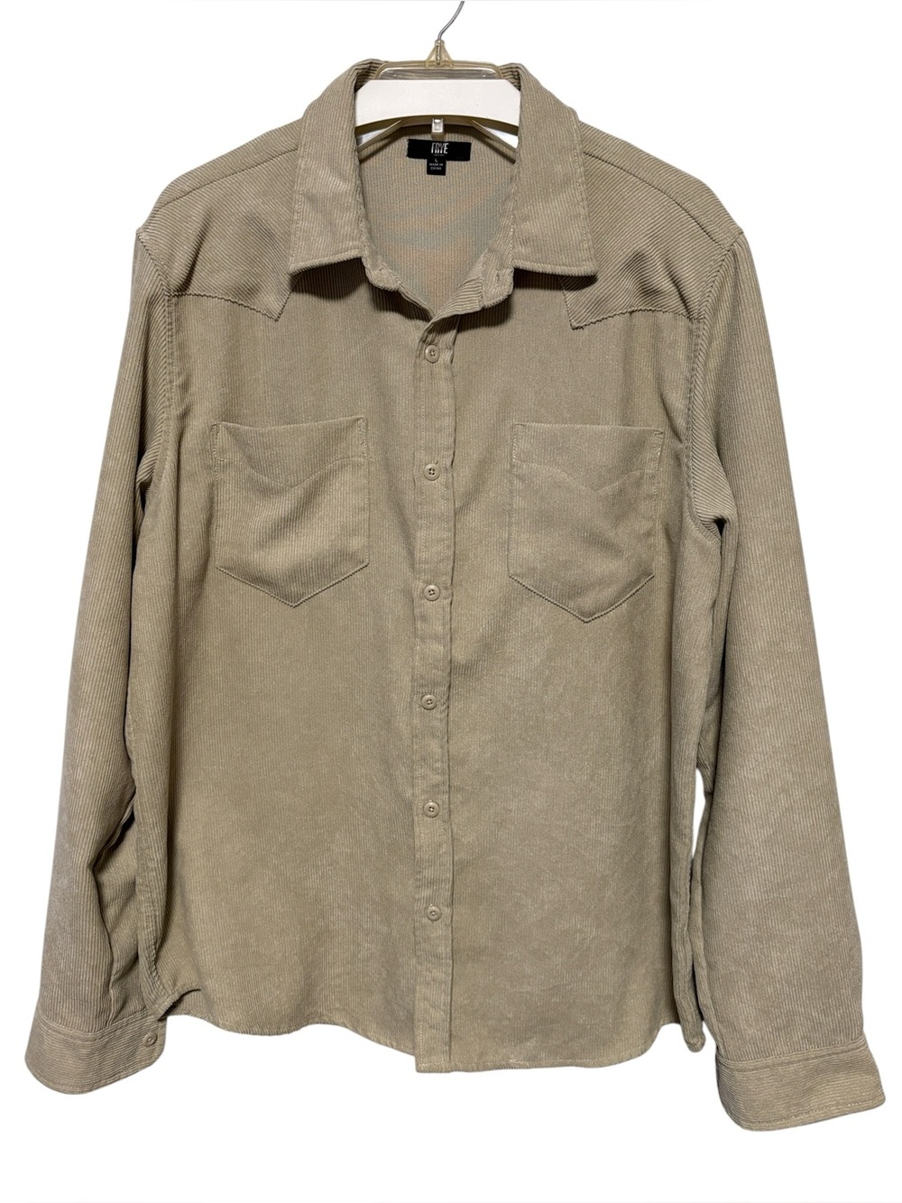 FRYE Men's Beige Corduroy Shirt - Size L - Western Style